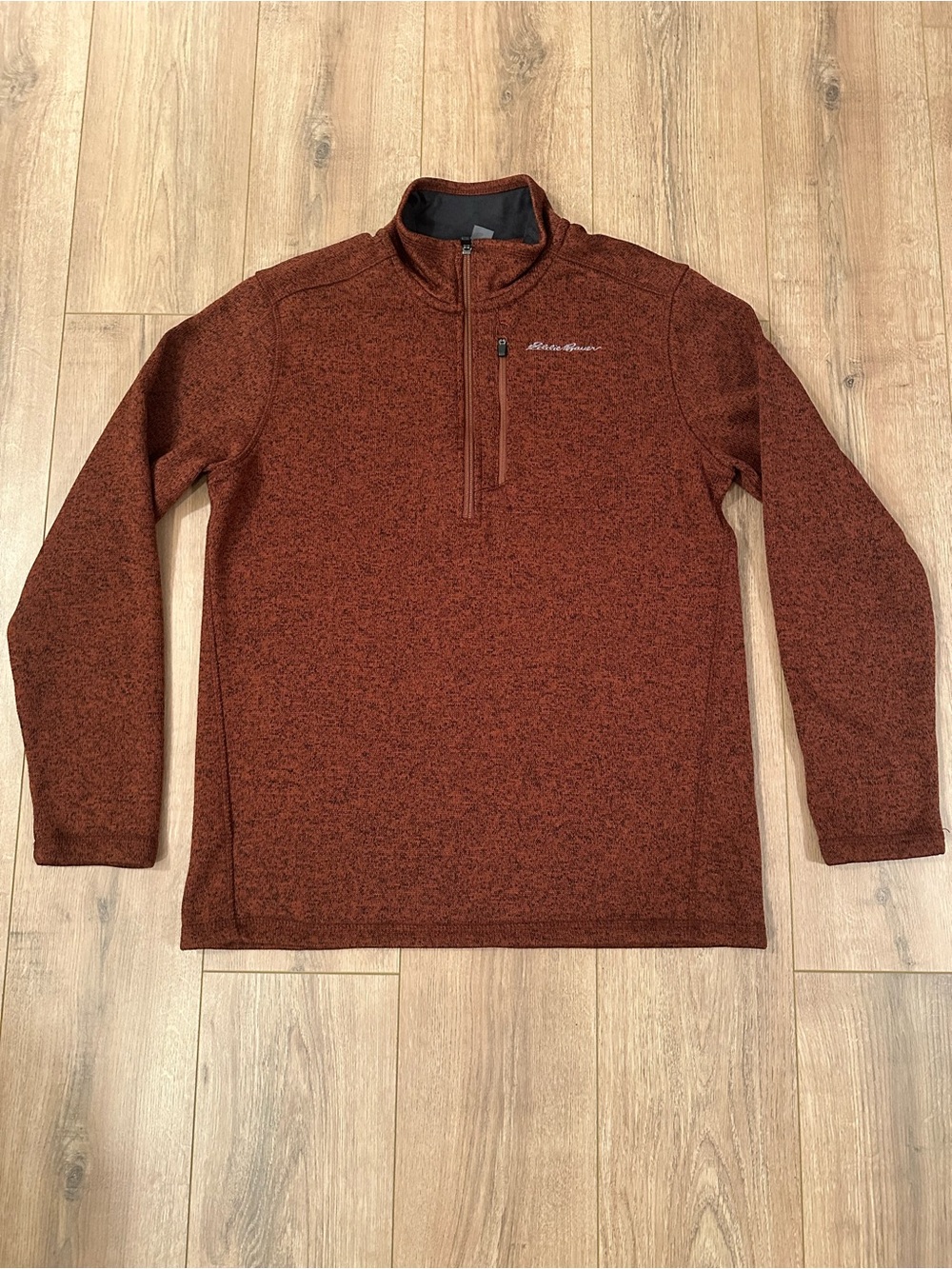 Eddie Bauer Men’s Half-Zip Pullover Jacket in Rust Brown/Charcoal
